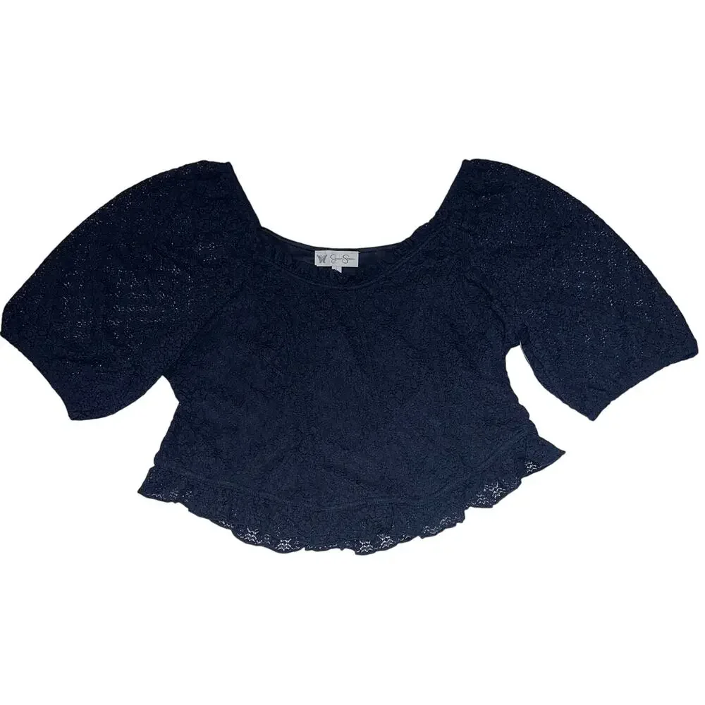 Jessica Simpson Women’s Verona Puff Sleeve Top Lined Size Large Blue